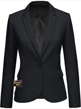 Notched Lapel Button Work Blazer Suit Jacket Office Professional